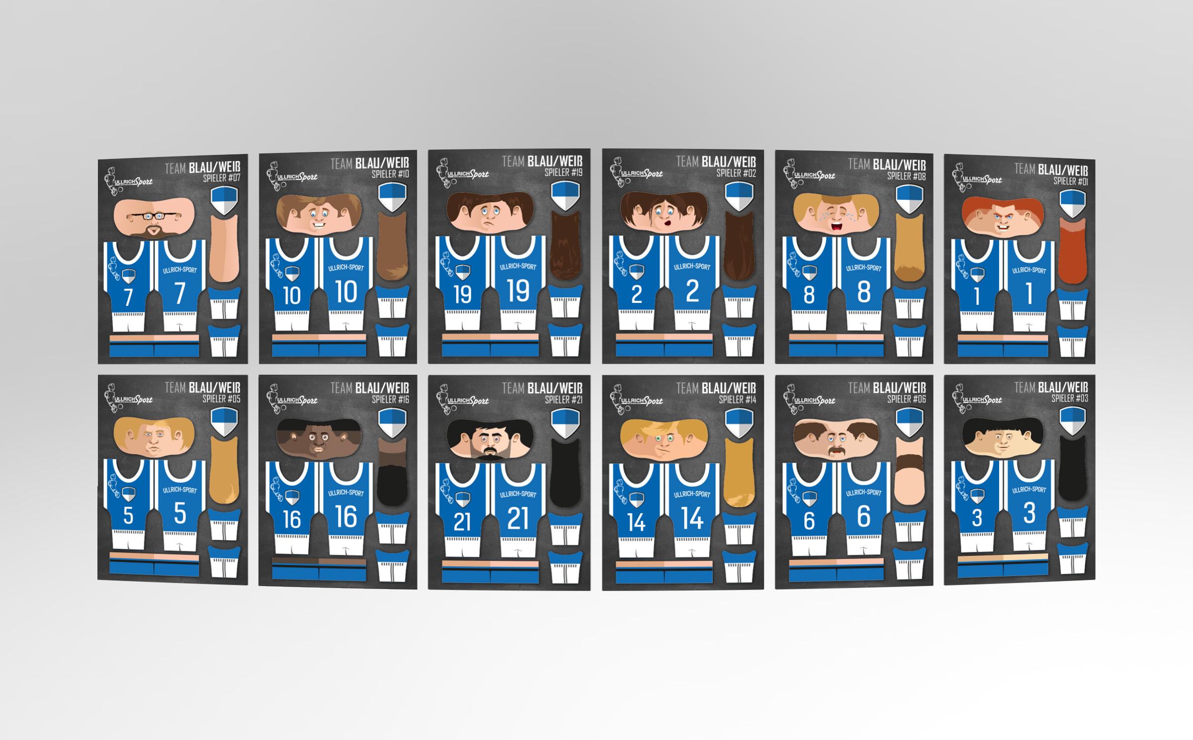 Ullrich-Sport Tischfußball Aufkleber-Set "SoccerPro Figur" - Aufkleber Für Tischkicker- & Kickertisch-Figuren Set blau